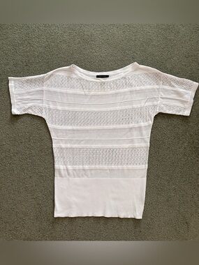 White House Black Market Cream Drop Shoulder Boat Neck Knit Top Size M